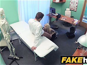 fake health center Fit blondie inhales sausage